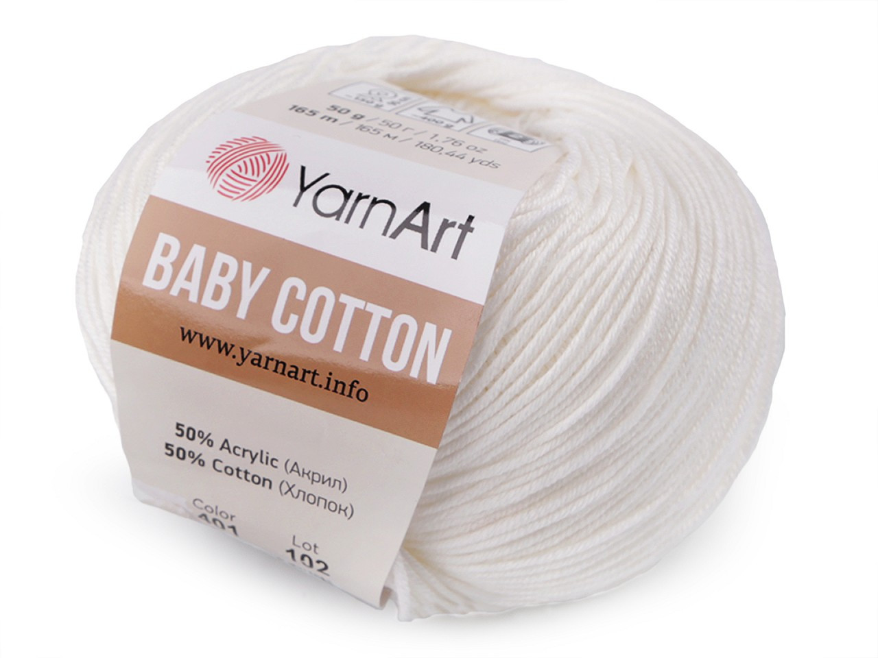 Pletací příze Baby Cotton 50 g, barva 21 (401) krémová světlá