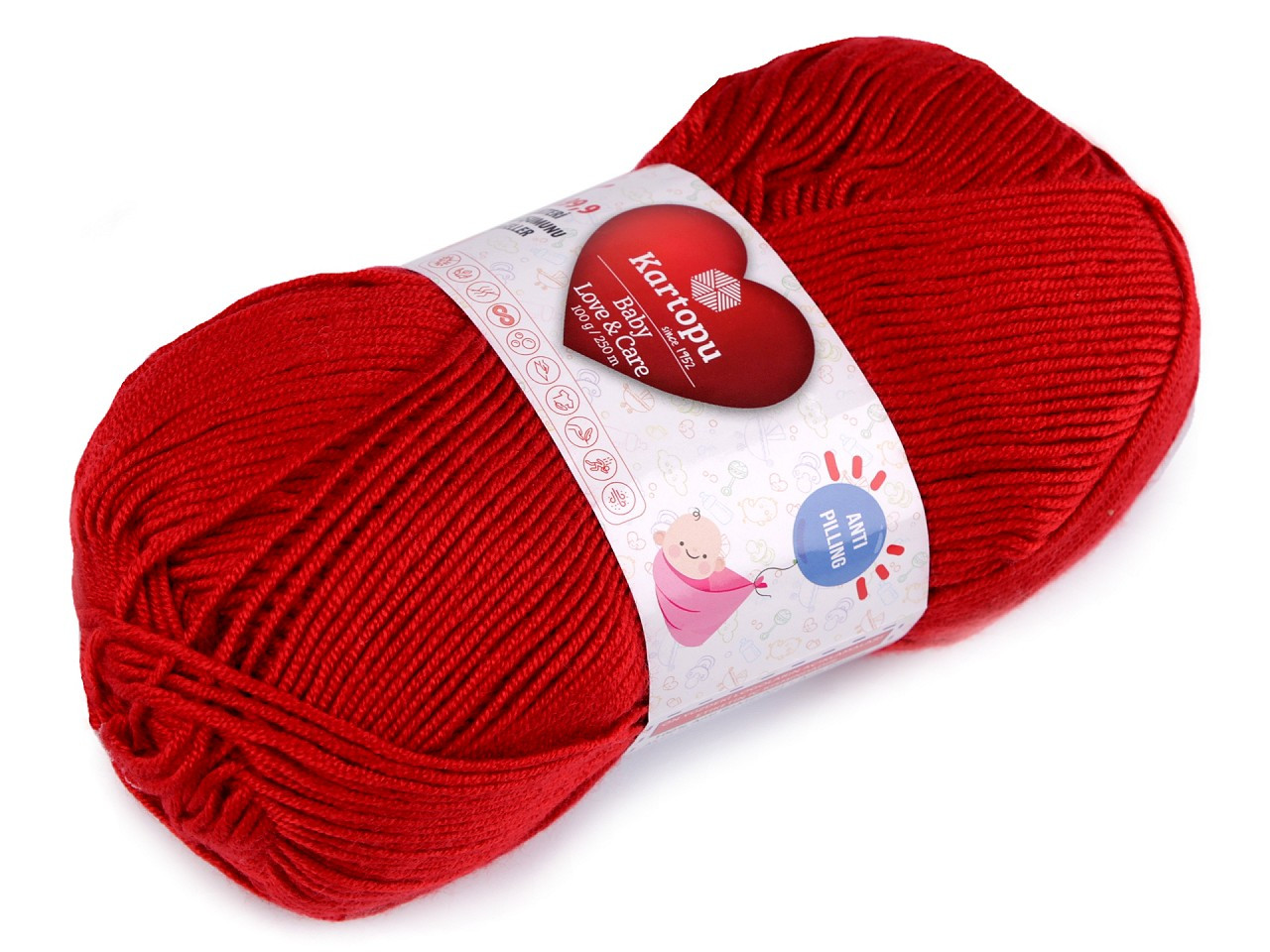 Pletací příze Baby Love a Care 100 g, barva 22 (125) červená