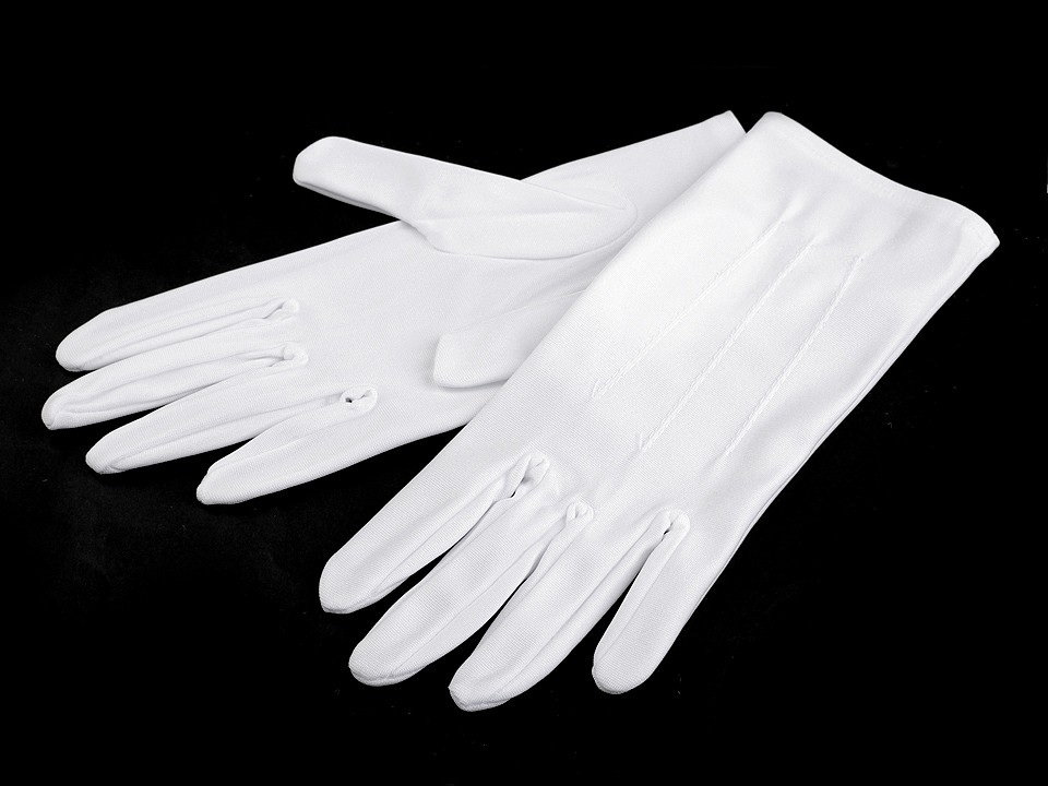 Společenské rukavice pánské, saténové, barva vel M bílá