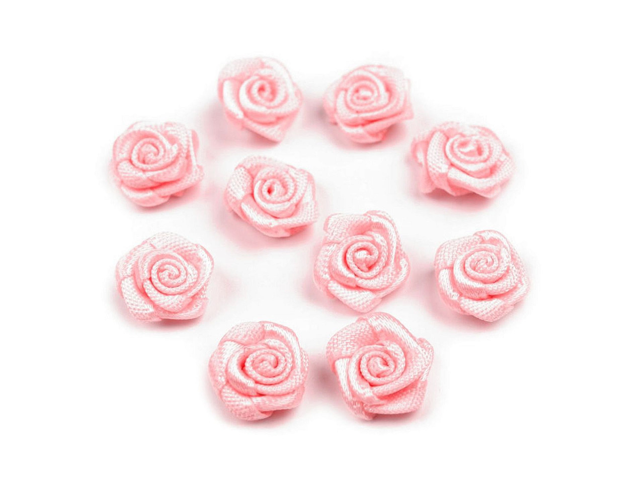 Saténová růže Ø10 mm, barva 27 růžová sv.