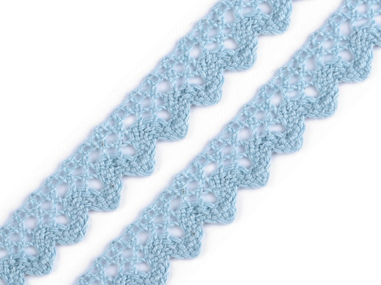 Bavlněná krajka paličkovaná šíře 15 mm, barva 25 modrá nebeská (bavlna)
