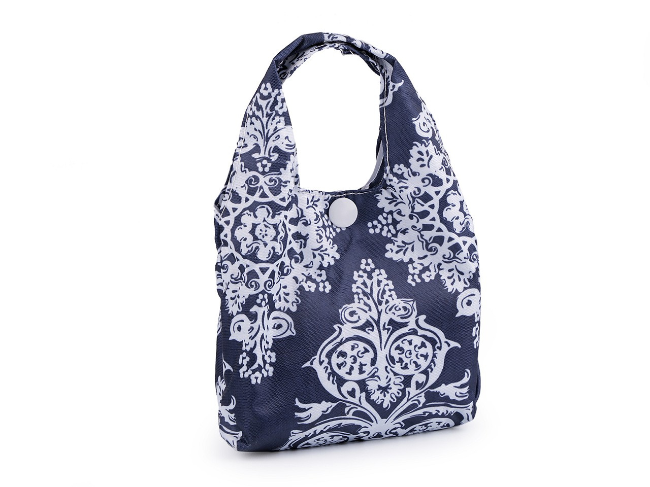 Skládací nákupní taška 35x35 cm pevná, barva 16 modrá tmavá ornament