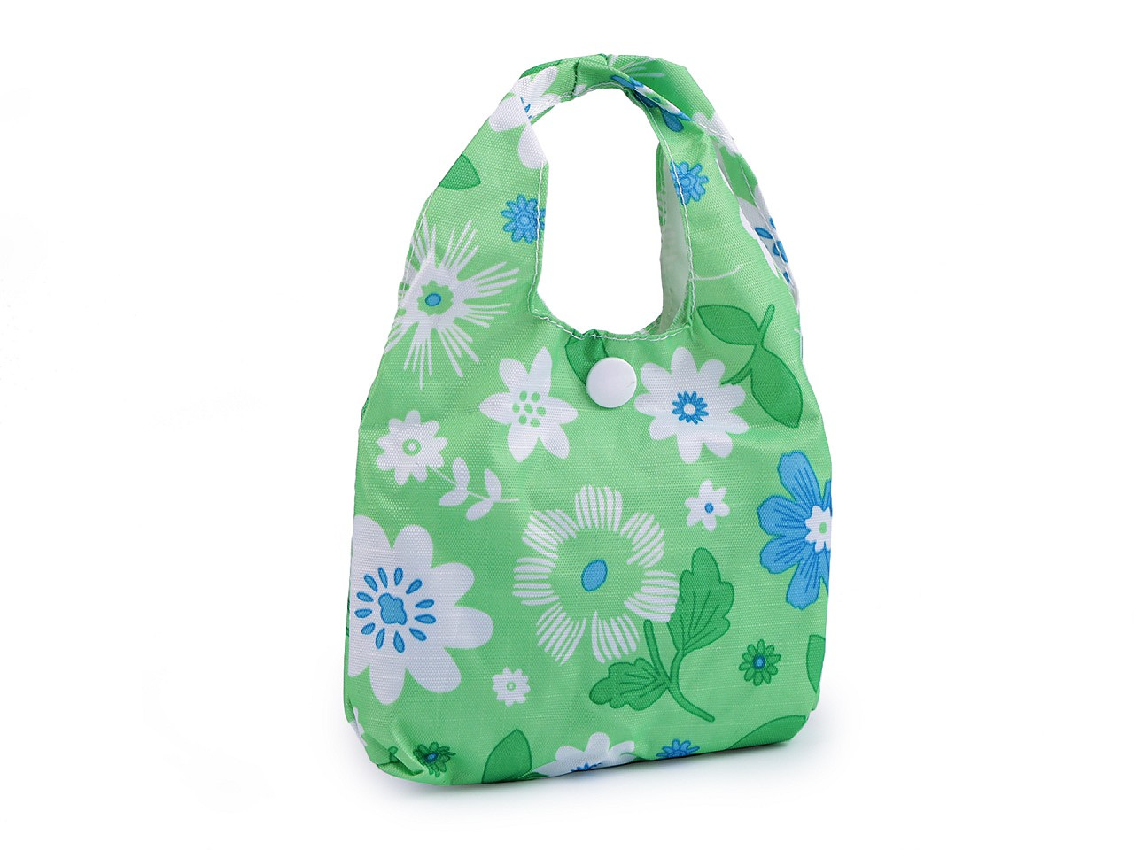 Skládací nákupní taška 35x35 cm pevná, barva 12 zelená past.sv. květy