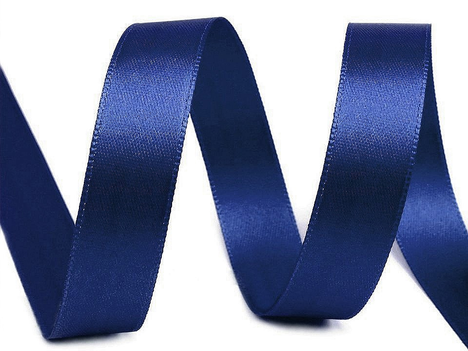 Atlasová stuha oboulící šíře 15 mm, barva 415 modrá sytá