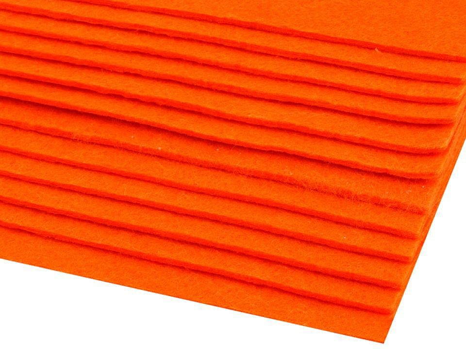 Látková dekorativní plsť / filc 20x30 cm, barva 2 (F59) oranžová reflexní