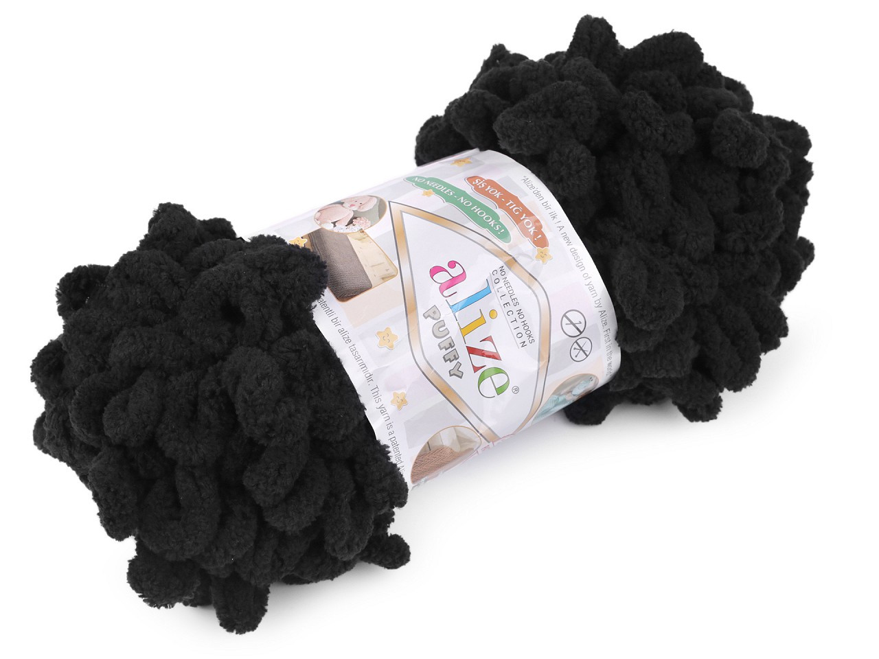 Pletací příze Alize Puffy 100 g, barva 21 (60) černá