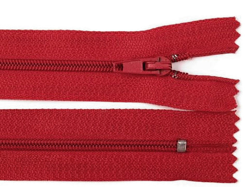 Spirálový zip šíře 3 mm délka 35 cm pinlock, barva 148 červená