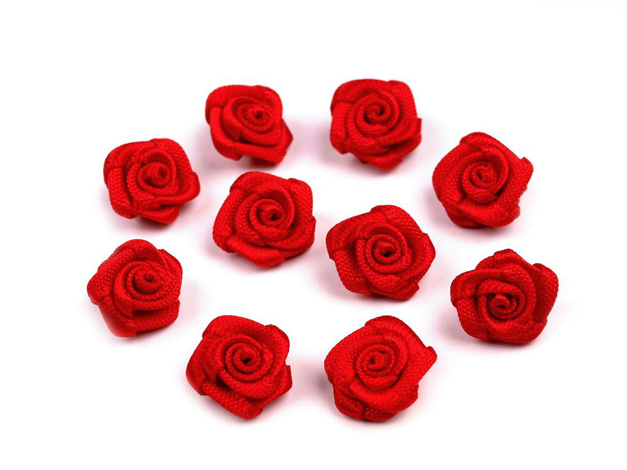 Saténová růže Ø10 mm, barva 9 červená