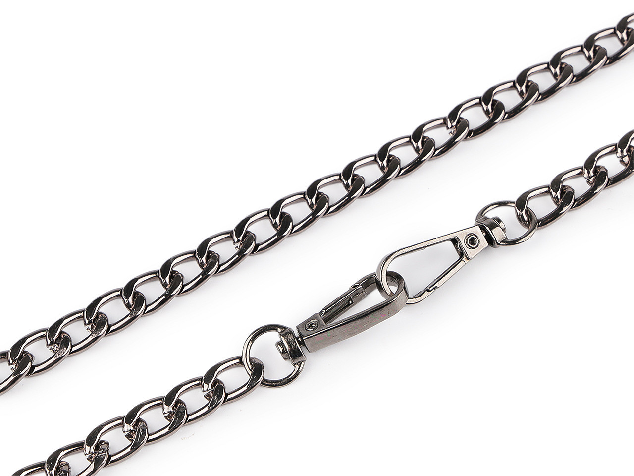 Řetízek na kabelky a mobilní telefony s karabinou délka 120 cm, barva nikl černý