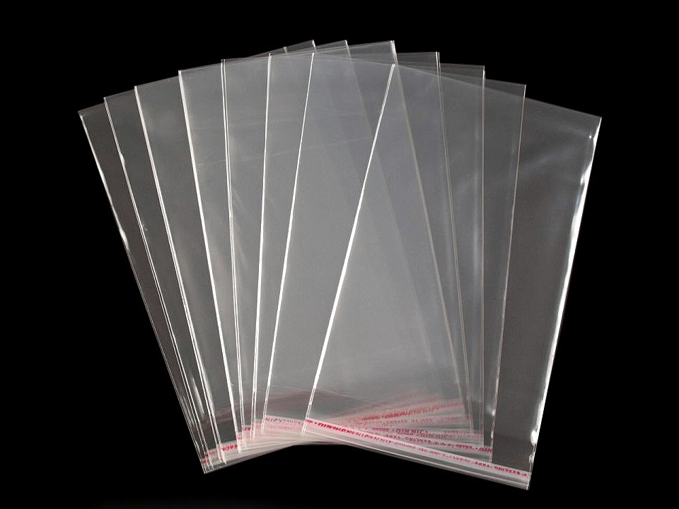 PP sáček s lepicí klopou 13x20 cm, barva transparent