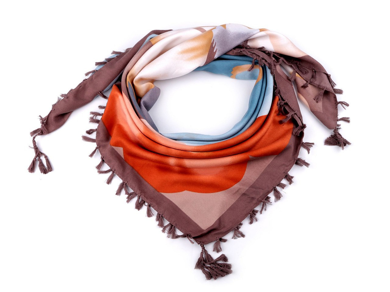 Šátek s třásněmi 105x105 cm, barva 9 béžová tmavá