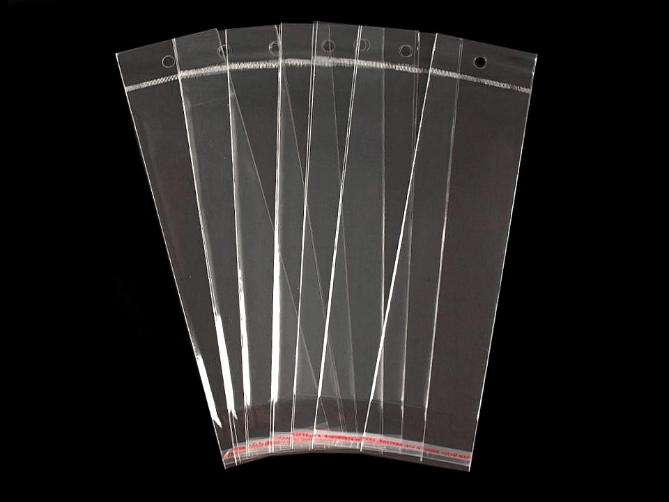 Fotografie PP sáček s lepicí klopou a závěsem 7x22 cm, barva transparent