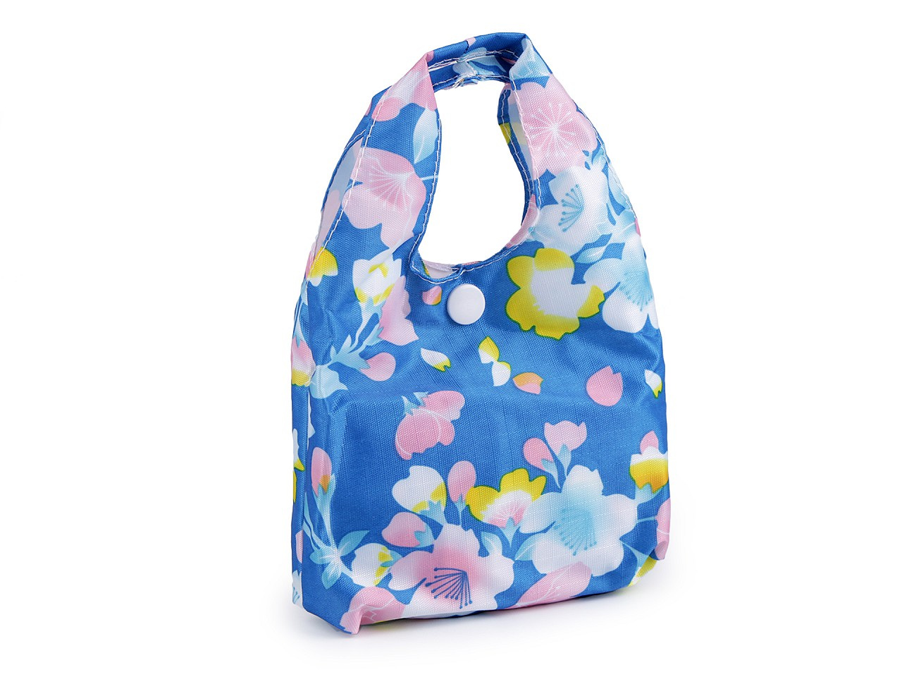 Skládací nákupní taška 35x35 cm pevná, barva 14 modrá květy
