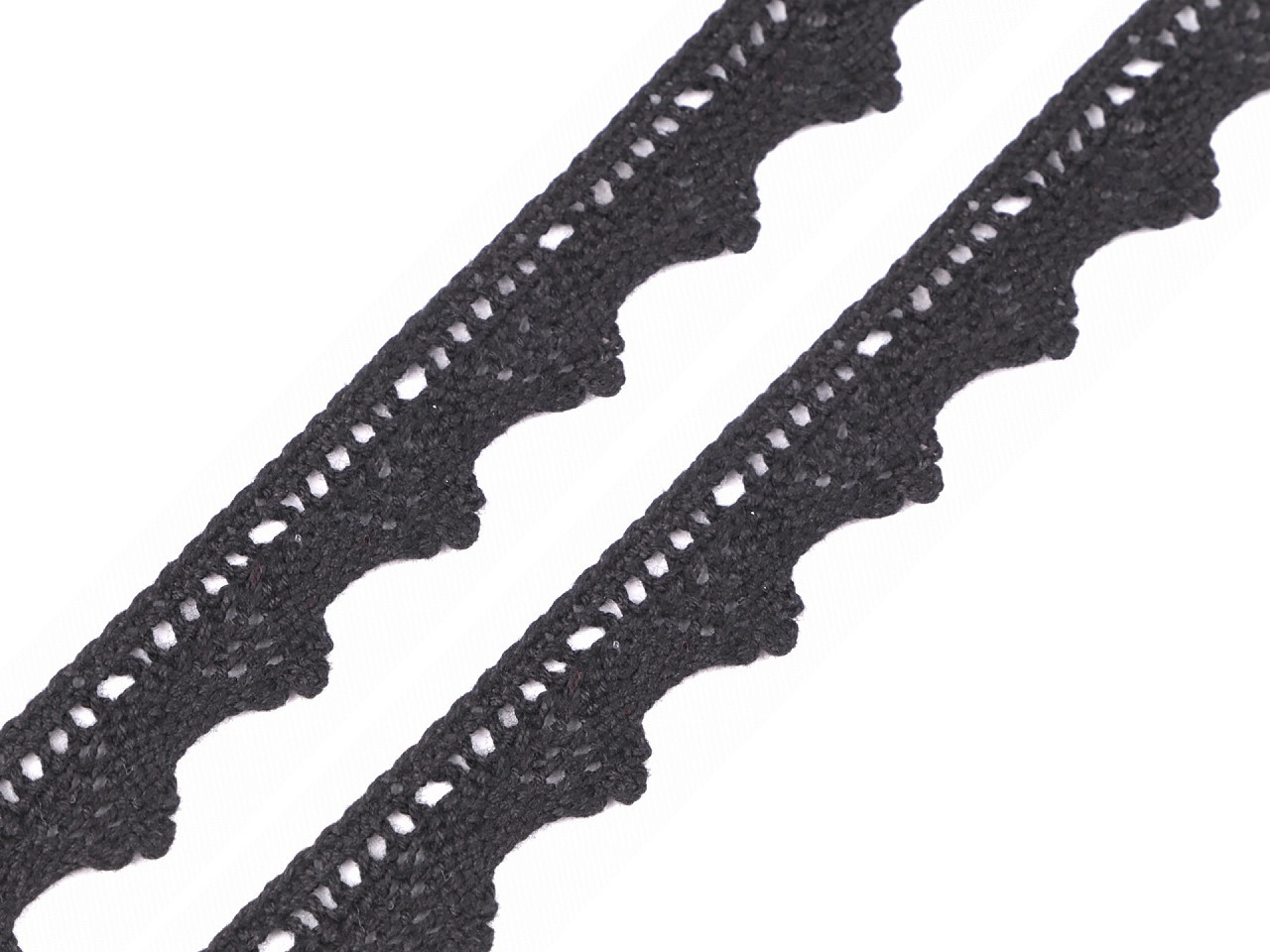 Bavlněná krajka paličkovaná šíře 18 mm, barva černá