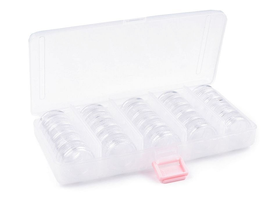 Plastový box / zásobník 9x19x3,5 cm na korálky, barva transparent