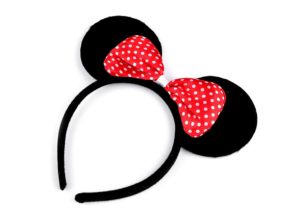 Karnevalová čelenka Minnie Mouse, barva 1 červená malé puntíky
