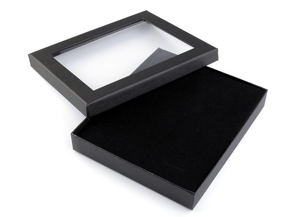 Krabička s průhledem polstrovaná 16x19 cm, barva 1 černá