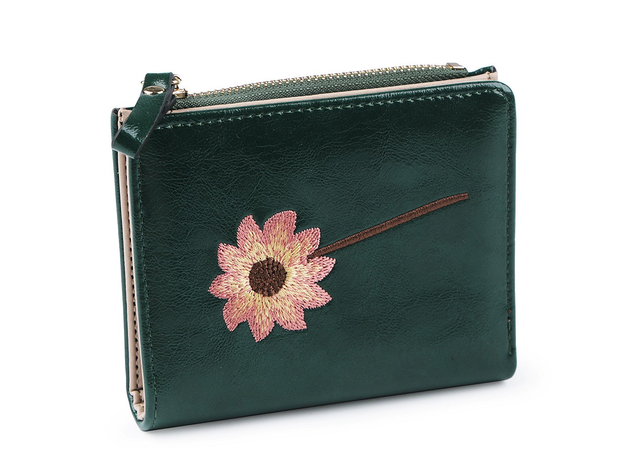 Dámská / dívčí peněženka s výšivkou 10x12 cm, barva 3 zelená jedle