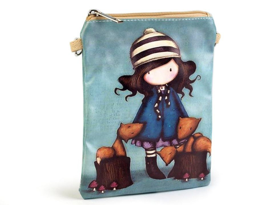 Dívčí kabelka 15x18,5 cm s potiskem, barva 10 tyrkys