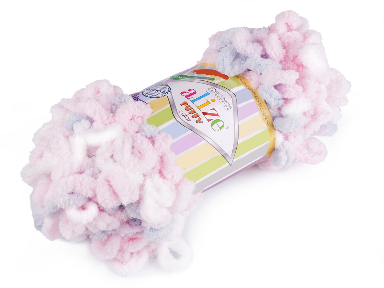 Pletací příze Alize Puffy color 100 g, barva 1 (5864) růžová nejsv.