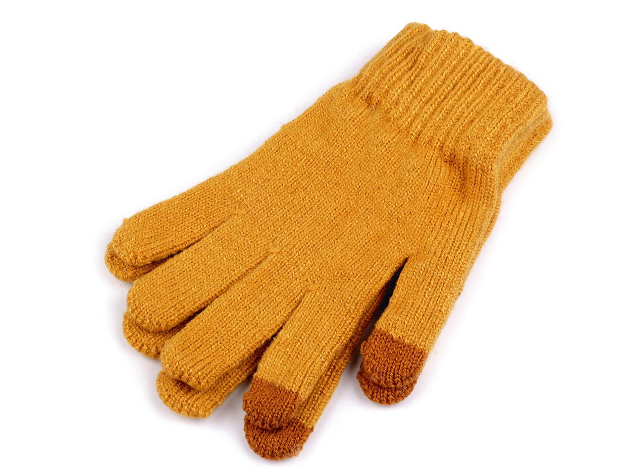 Dámské pletené rukavice, barva 17 hořčicová