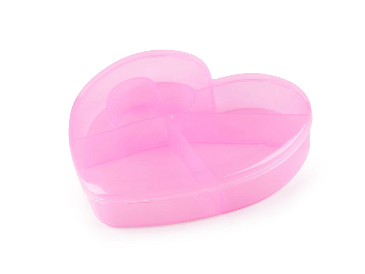 Plastový box / zásobník srdce 12x13,5x2,5 cm, barva 2 růžová