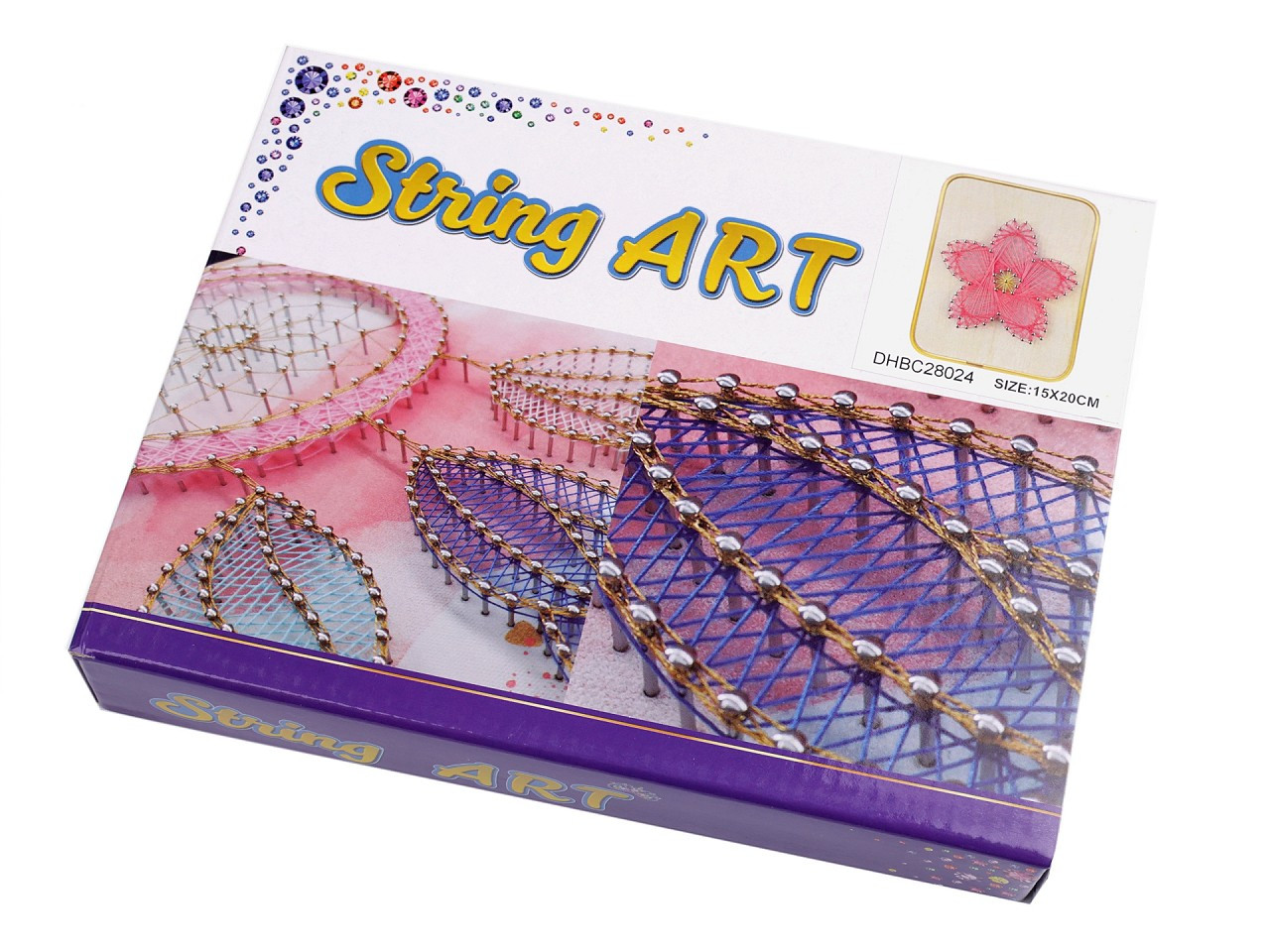 Kreativní sada String Art - tvoříme se šnůrkami 15x20 cm, barva 2 viz foto květ