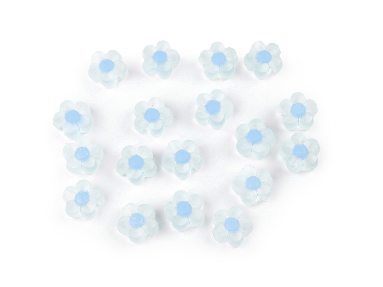 Plastové korálky květ matný Ø13 mm, barva 5 modrá jemná