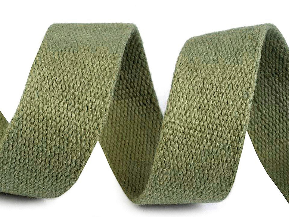 Bavlněný popruh šíře 30 mm, barva 28 zelená sv. khaki