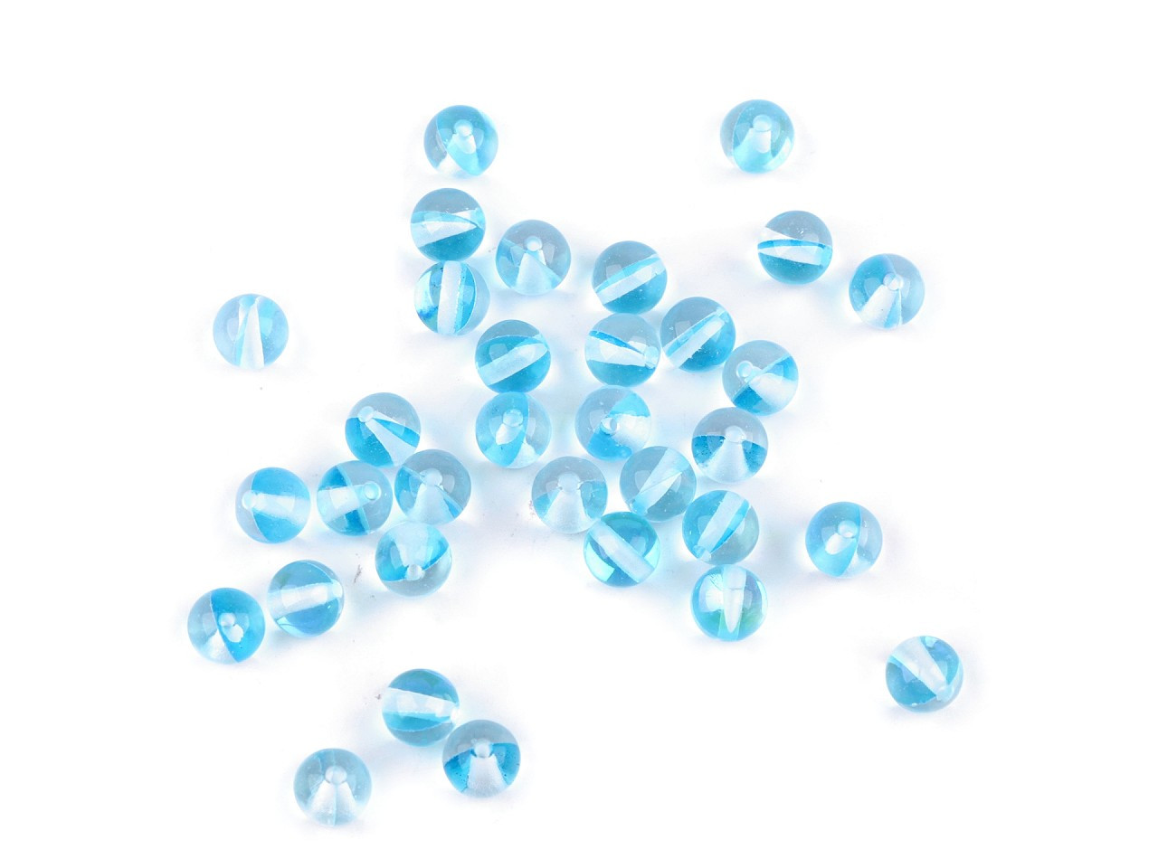Skleněné korálky s AB efektem Ø6 mm, barva 6 modrá azurová