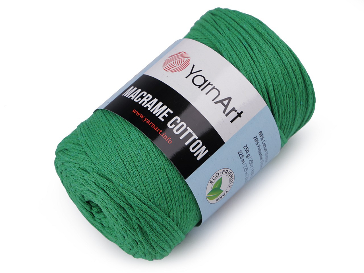 Fotografie Pletací příze Macrame Cotton 250 g, barva 55 (759) zelená pastelová