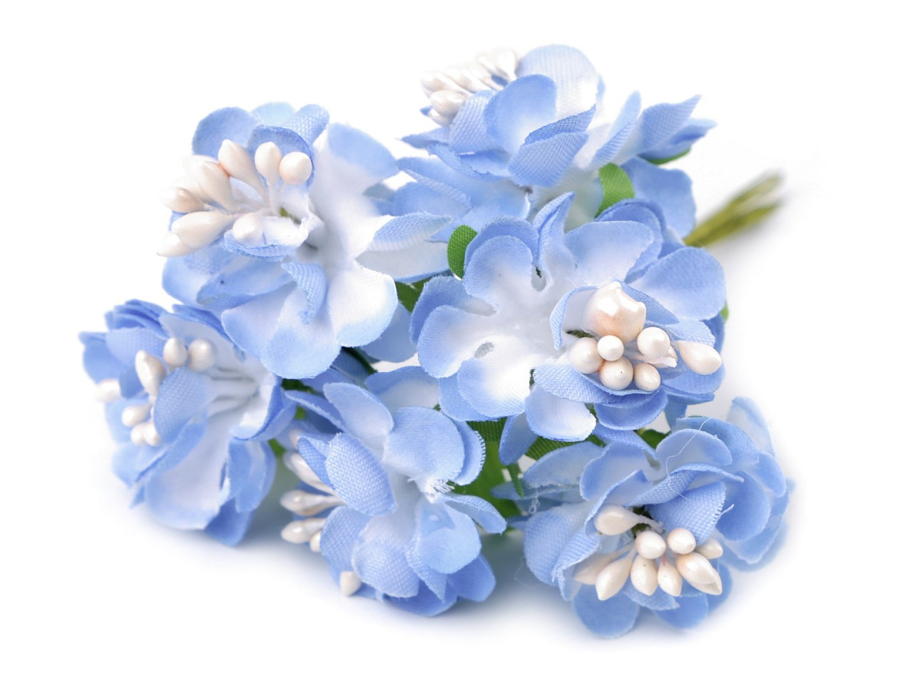 Fotografie Umělý květ na drátku, barva 9 modrá světlá