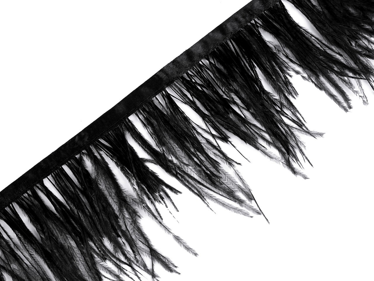 Prýmek - pštrosí peří šíře 11 cm, barva 1 černá