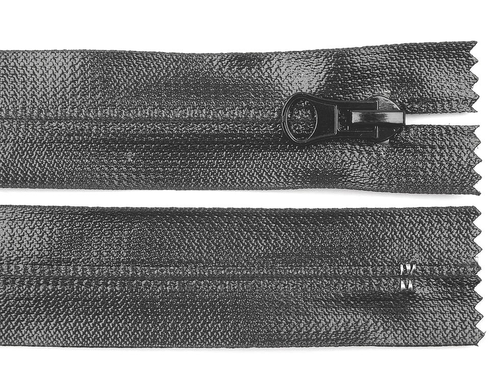 Voděodolný zip šíře 7 mm délka 18 cm spirálový, barva 312 šedá tmavá