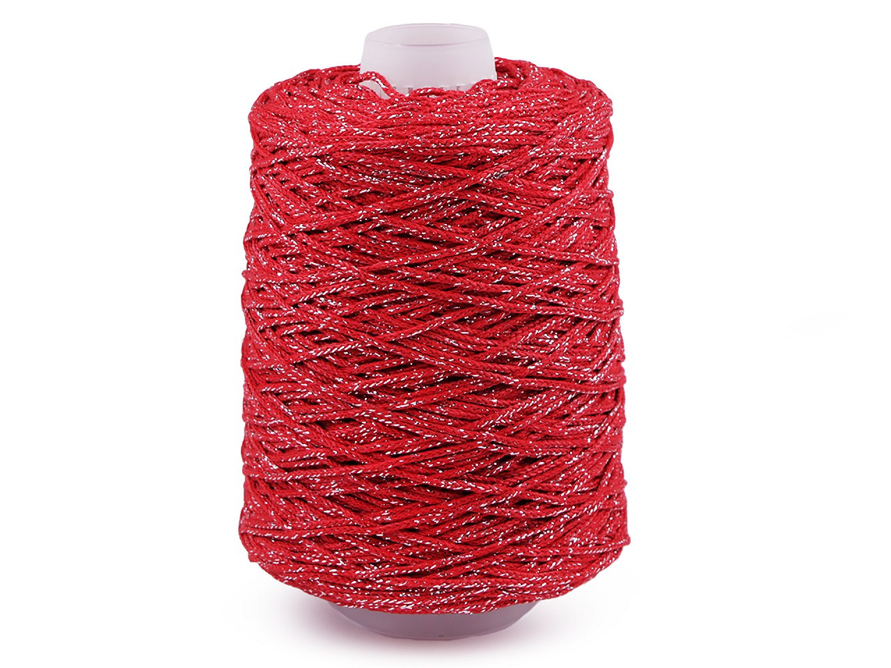 Pletací příze Chic s lurexem, macrame 300 g, barva 5 (8) červená