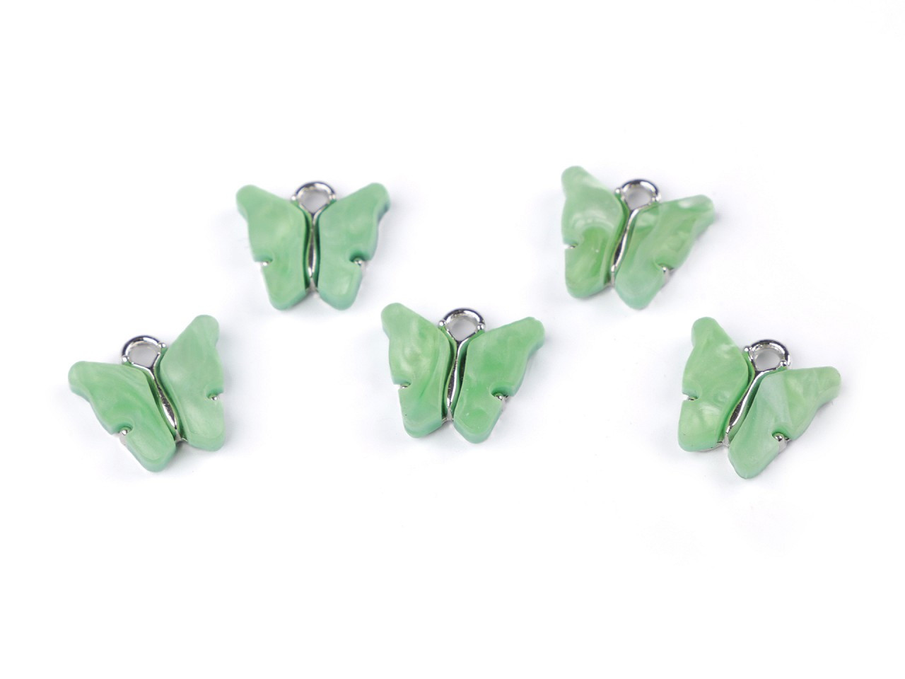Přívěsek motýl perleťový 13x15 mm, barva 4 (13x15 mm) zelená pastelová sv.