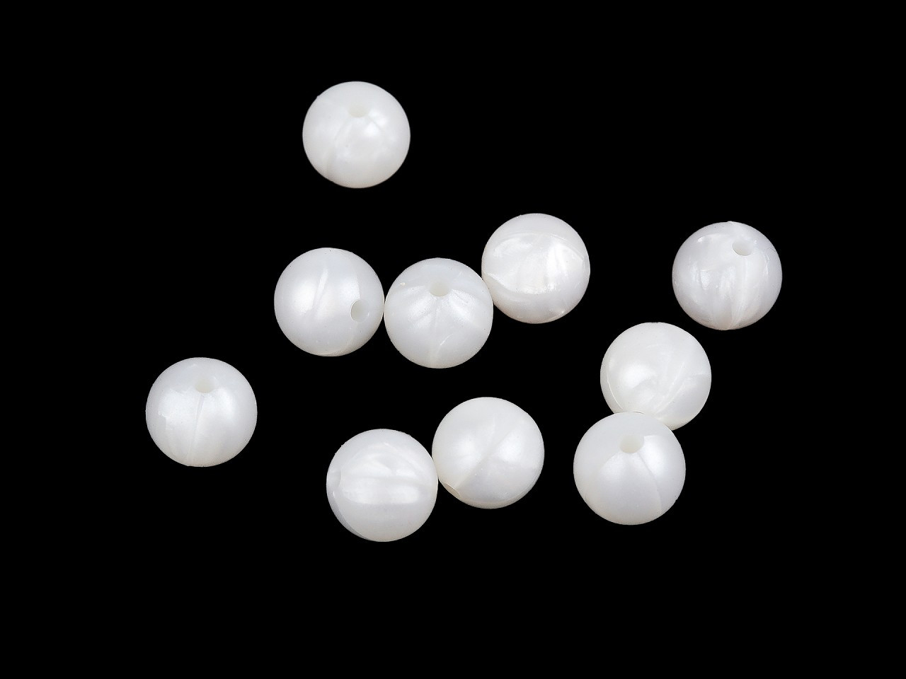 Silikonové korálky Ø9 mm, barva 6 bílá mléčná perleťové