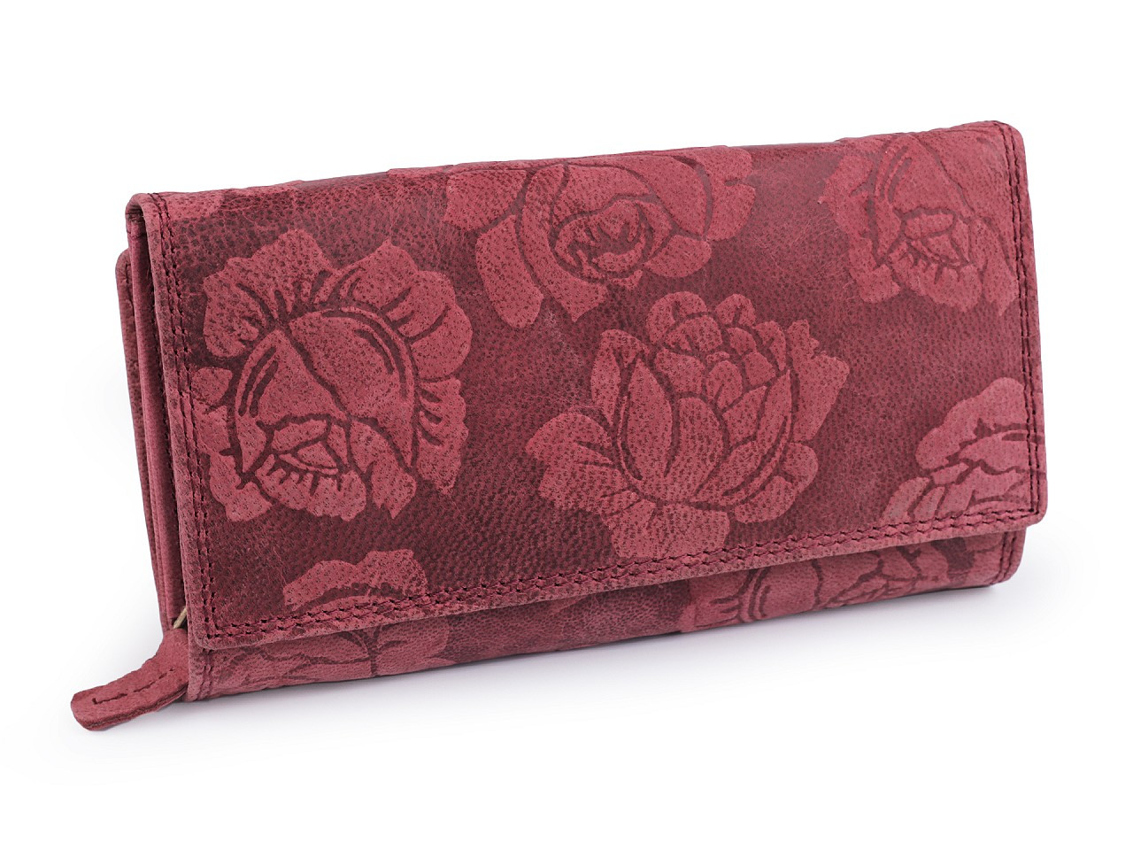 Dámská peněženka kožená s květy, barva 11 starorůžová