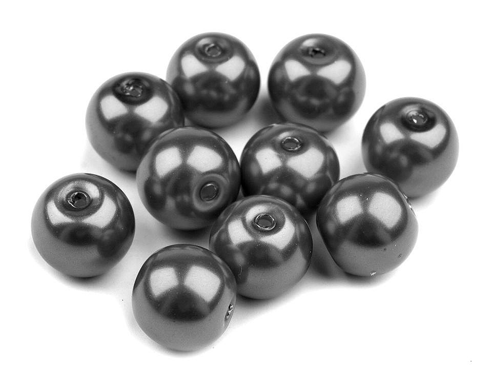 Skleněné voskové perly Ø10 mm, barva 19B stříbrná tmavá