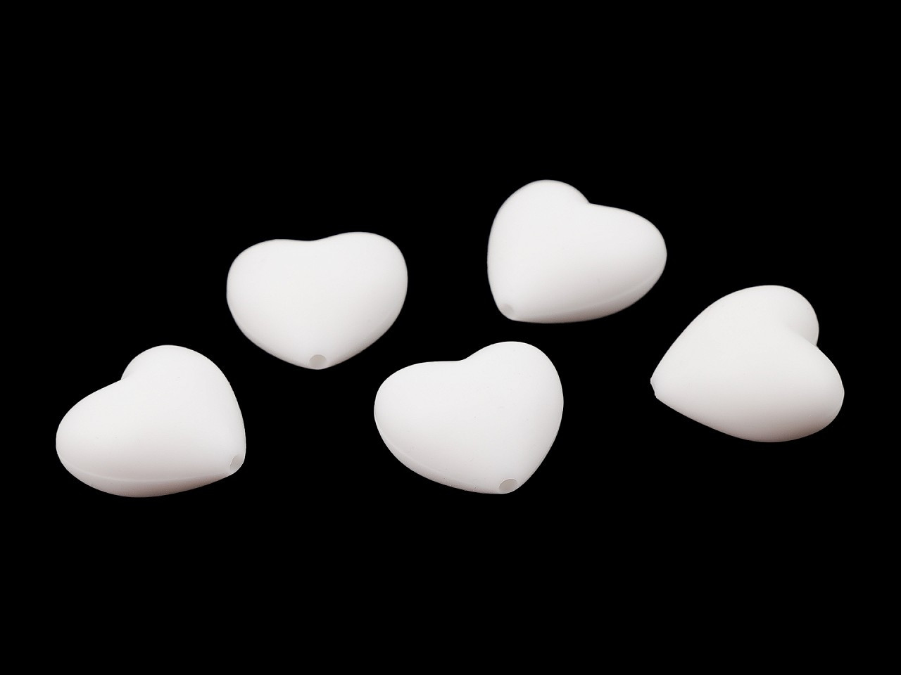Silikonové korálky srdce 19x20 mm, barva 3 (1) bílá