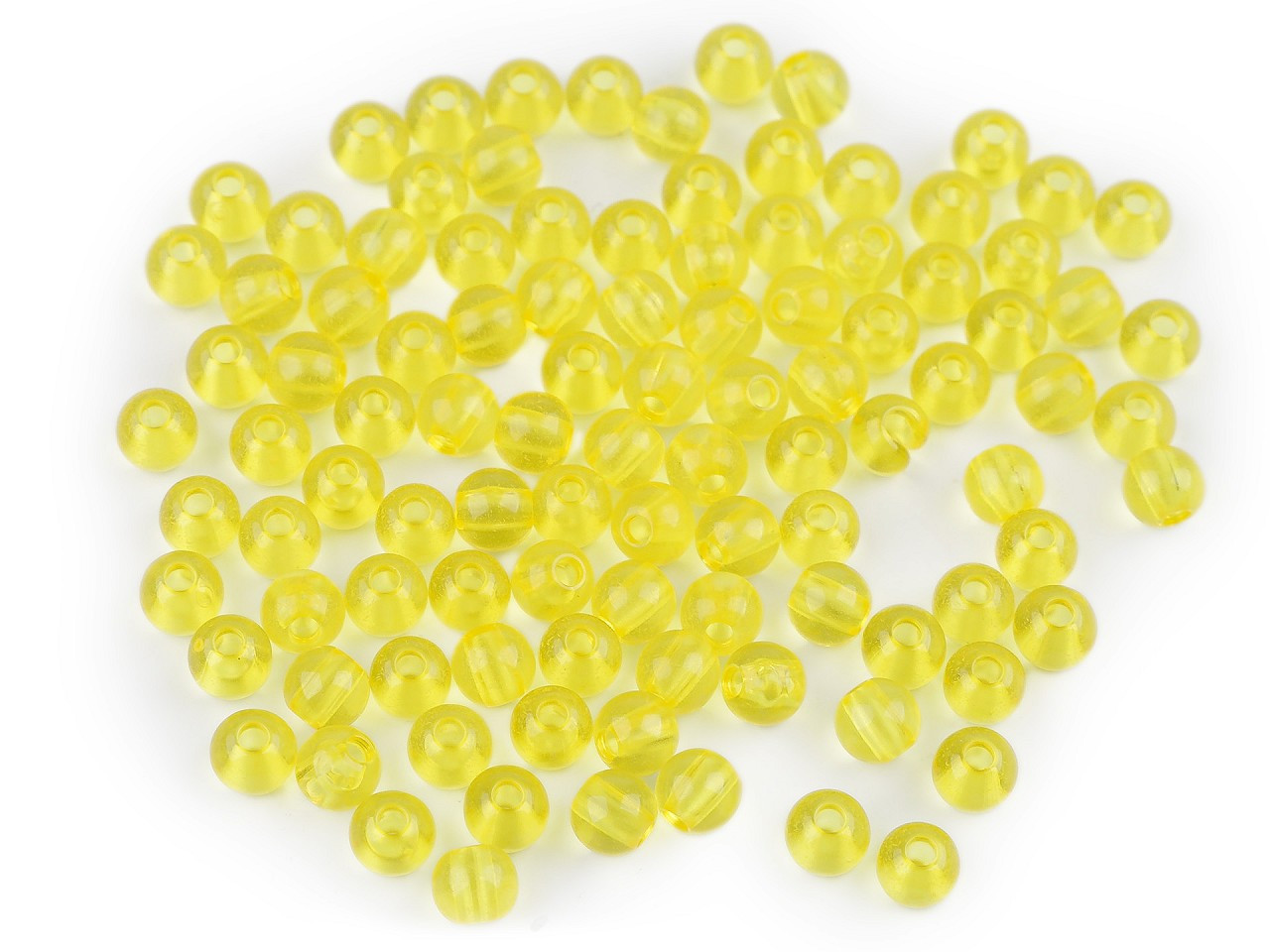 Plastové korálky Transparent Ø6 mm, barva 14 žlutá