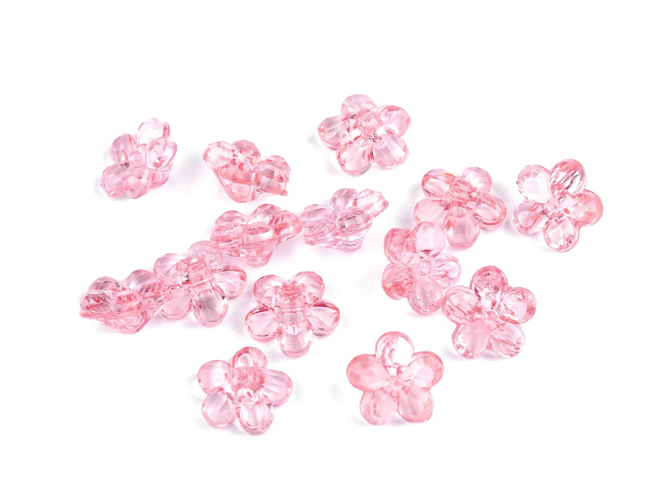Plastové knoflíky / korálky květ Ø12 mm, barva 1 růžová sv.