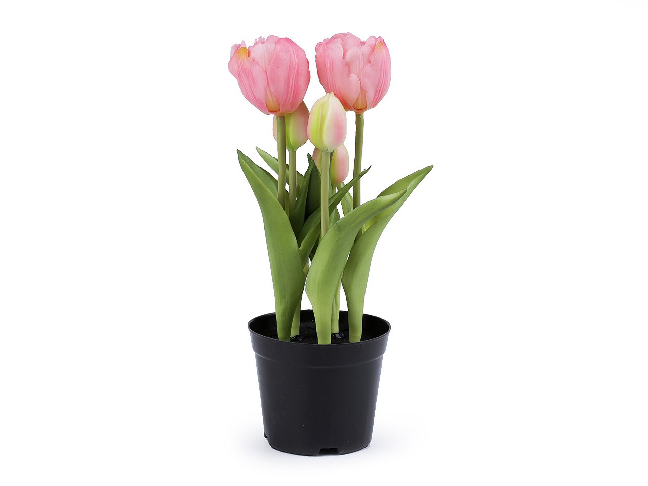 Umělé tulipány v květináči, barva 3 (25 cm) růžová sv.