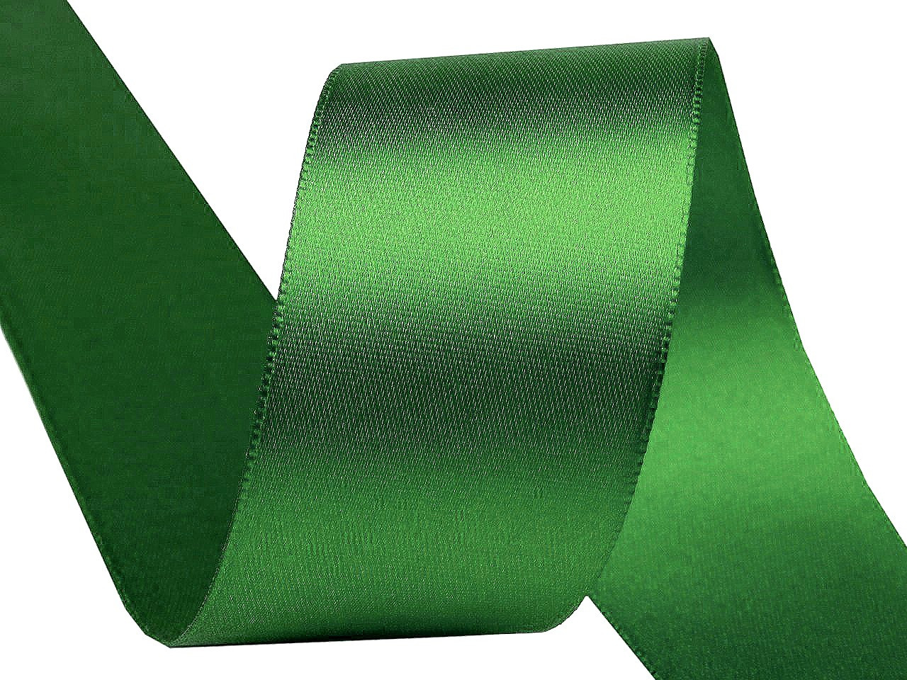 Atlasová stuha oboulící šíře 40 mm, barva 309 zelená