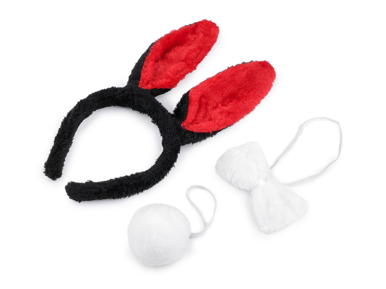 Karnevalová sada - zajíc / králík, barva 3 červená černá