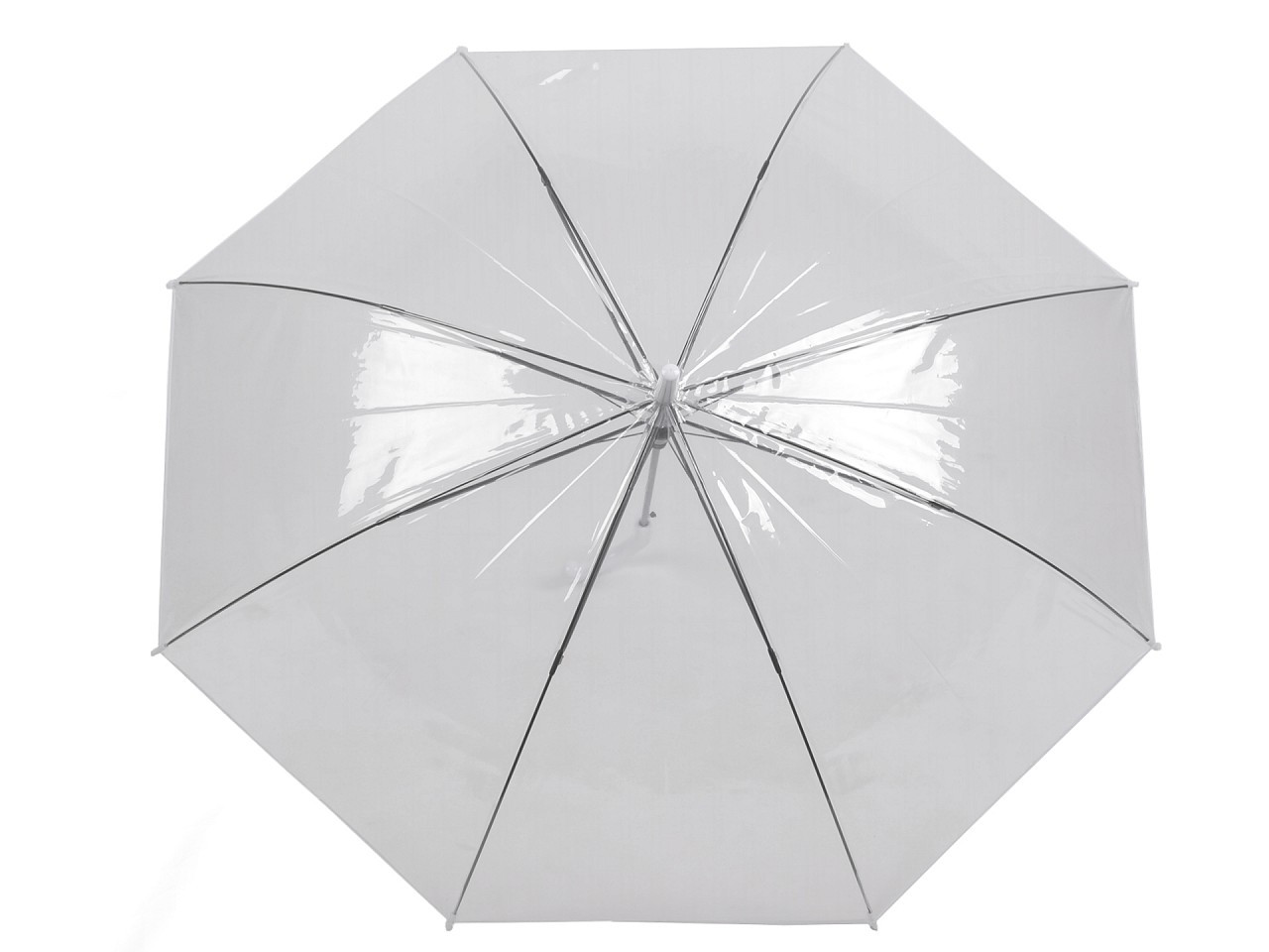 Dámský / svatební průhledný vystřelovací deštník, barva transparent bílá
