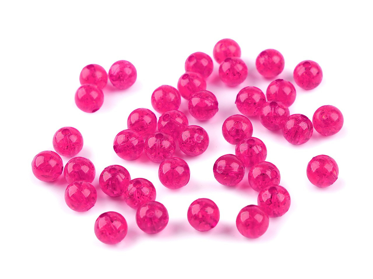 Plastové korálky kraklované Ø8 mm, barva 23 (8) pink