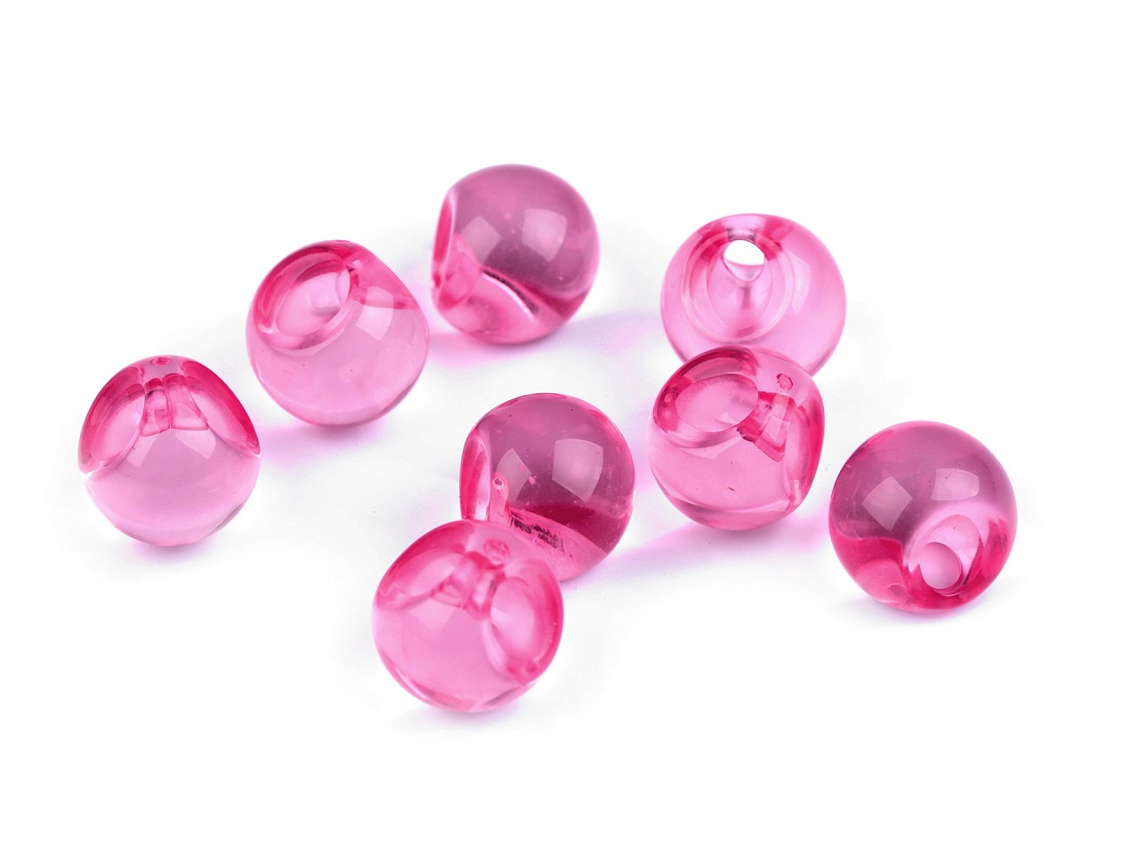 Plastový transparentní korálek / knoflík Ø13 mm, barva 4 pink