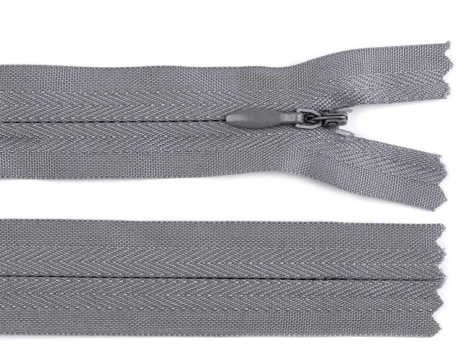 Zip skrytý nedělitelný 3 mm délka 60 cm, barva 316 šedá neutrální