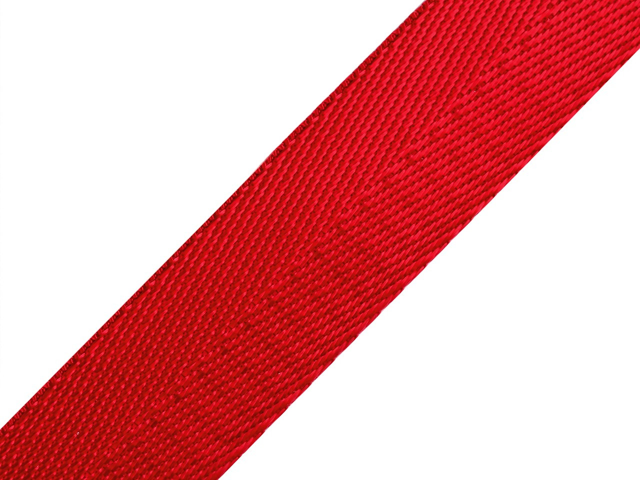 Hladký oboustranný popruh s leskem šíře 25 mm, barva 9 (7) červená